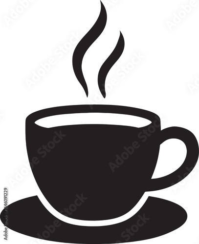 Steaming cup of coffee on saucer minimalist vector illustration perfect for cafe menus and digital promotions emphasizing warmth and simplicity