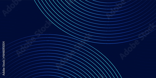 Abstract glowing circle lines on dark blue background. Geometric stripe line art design. Modern shiny blue lines. Futuristic technology concept. eps10