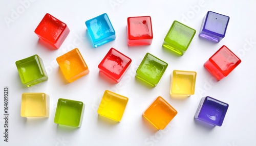Colorful Jelly Cubes on White. (2)