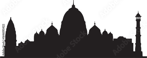 New Delhi skyline silhouette India cityscape vector black on white