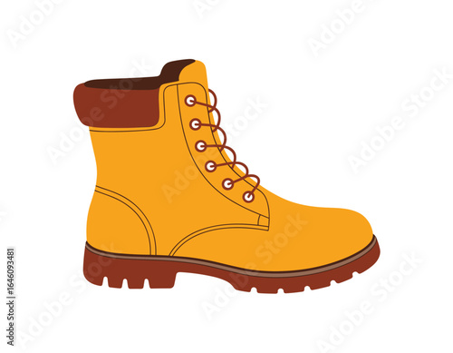 Rugged yellow work boot ready for adventure