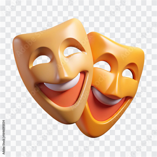 3D Comedy Tragedy Mask | Theater Icon, Drama Symbol & Performing Arts Accessory
