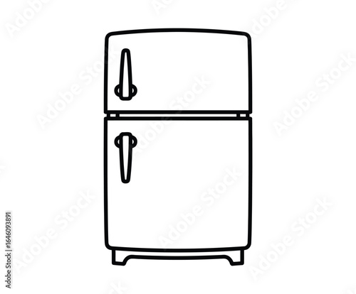 Illustration of a classic twodoor refrigerator isolated on white background, showcasing its simple design and functionality for storing food and keeping it fresh in a modern kitchen appliance