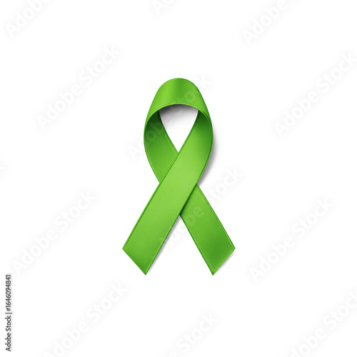 Green Ribbon for Green July Cancer Awareness Isolated
