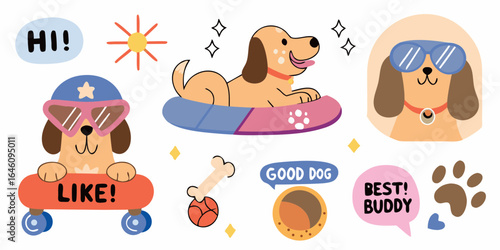 Cute cartoon dogs and accessories for dog lovers