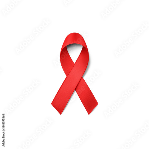 Red Ribbon for HIV or Blood Donation Awareness Isolated
