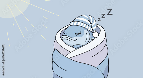 Cute Fish Wrapped In A Blanket Sleeping Peacefully Under The Sunlight