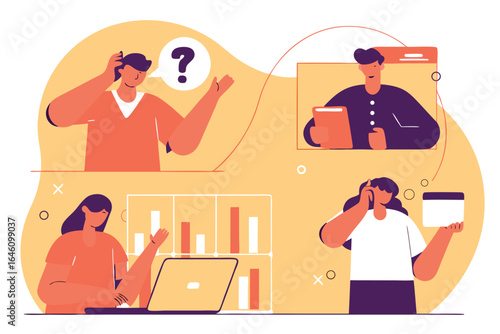 vector illustration of a woman in a cafe
