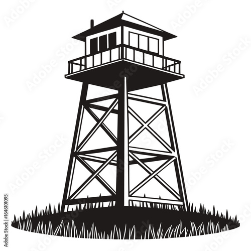 Fire lookout tower silhouette