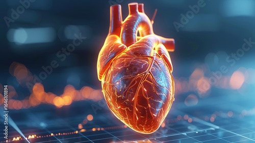 Research-Ready Precision: Specialized Medical Research Diagram of Heart – High-Resolution Depiction of Cardiac Electrophysiology Pathways, Myocardial Fibers, Coronary Microcirculation