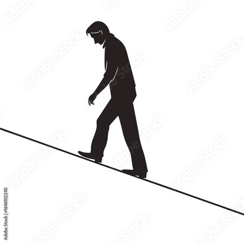 Person on tightrope silhouette