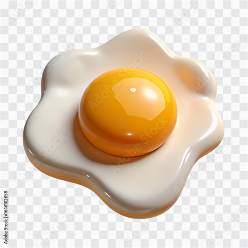3D Sunny Side Fried Egg | Breakfast Food, Culinary Icon & Meal Preparation Symbol