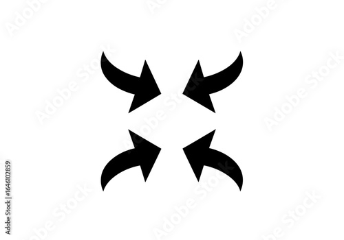 Black arrows pointing outward create a dynamic visual representation of movement and directionality in design
