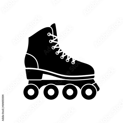 Stylish black roller skate silhouette with detailed laces and wheels designed for active lifestyles