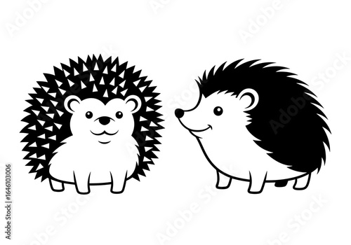 Two adorable hedgehogs with distinct styles showcase their unique and charming personalities in illustration
