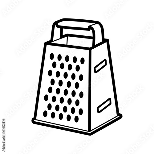 A detailed illustration of a kitchen grater showcasing its unique design and structure features