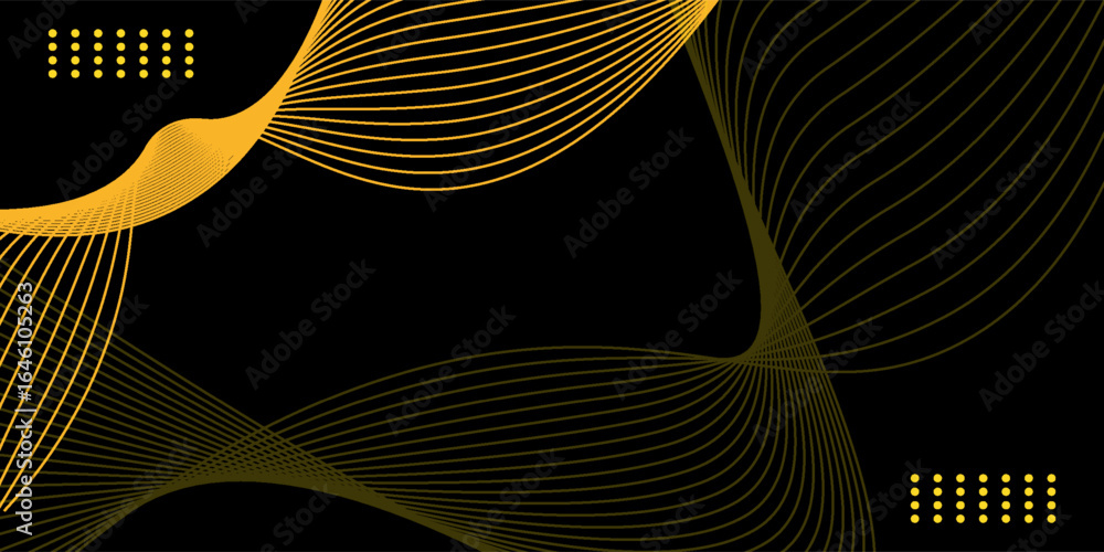 Yellow background with dynamic wavy line pattern. Technology background. colorful abstract frame with business gradations. Vector illustration