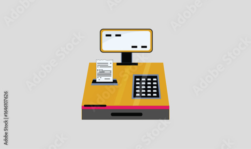 Electronic cash register accepting contactless payment machine vector