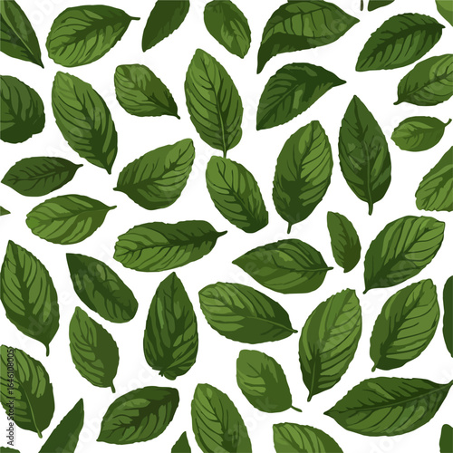 Seamless Herbal Mint Leaf Texture – Nature Pattern Background