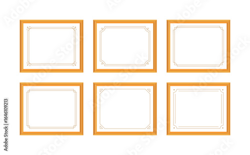 This certificate frame set features a gold border and unique decorative design. Ideal for diplomas, awards, and official documents. Suitable for professional, academic, and business purposes.