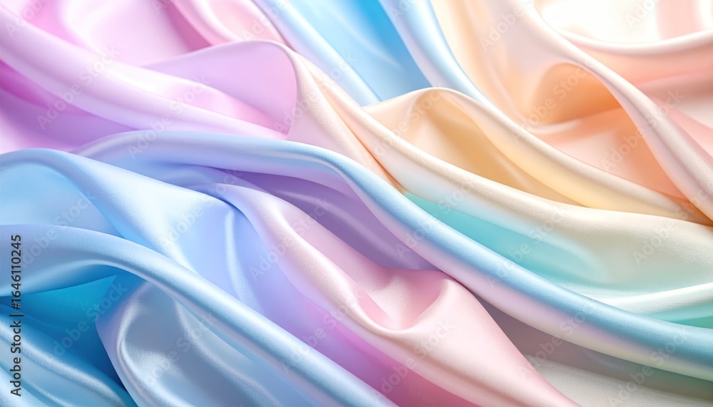 Obraz premium Abstract Satin Fabric in Pastel Colors Showing Smooth Waves and Transitions