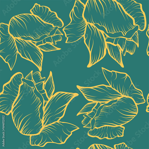 Colorful roses in trendy style. Abstract floral background. Modern design template for decoration design. Beautiful floral background.