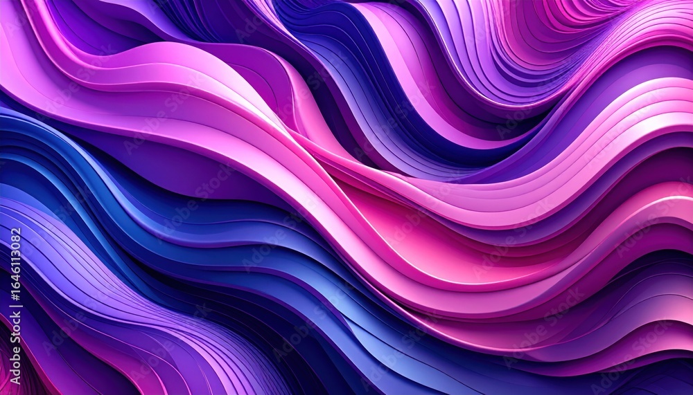 Fototapeta premium Abstract Wavy Composition with Purple Blue and Pink Hues Illustrating Movement and Depth in a Dynamic Texture