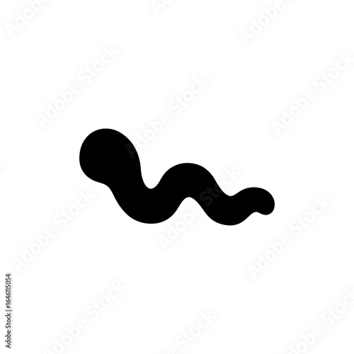 Cute worm silhouette vector flat design on white background.