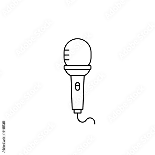 Simple line drawing of a microphone isolated on transparent background