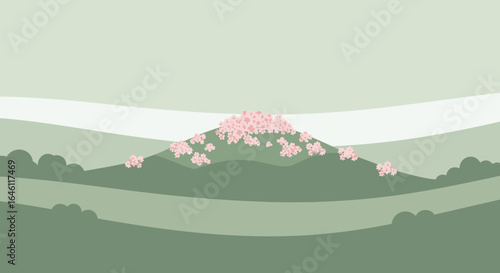 Flowering Hillside Vista Serene Green Hues Scenic Meadow Tranquil Parkland
