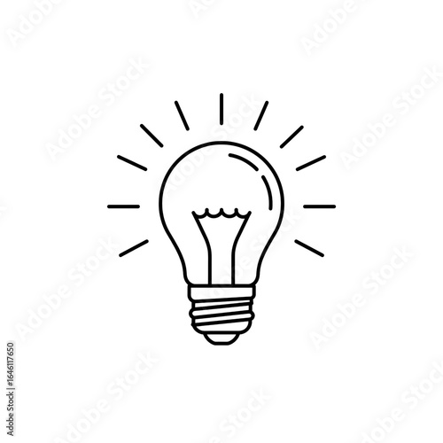 Simple line drawing of a light bulb isolated on transparent background