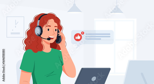 Friendly Online Support Operator Helping Clients Remotely From Her Home Office