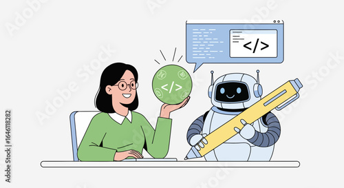 Human and AI collaborate on coding, driving innovative technological solutions together