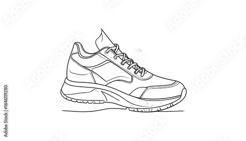 Simple black and white running shoe sketch