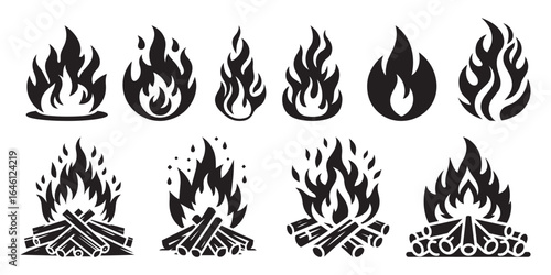 Fire Flame Icon Collection, Bonfire and Flame Designs