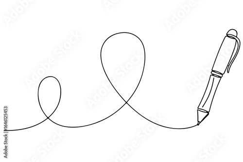 Minimalist pen flowing line drawing isolated on white background