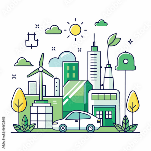 Sustainable Green Cityscape Illustration