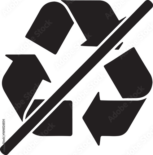 No Recycling Symbol Black recycle forbidden