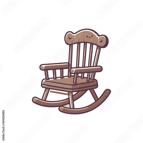A charming wooden rocking chair with a playful design, set against a minimalist background
