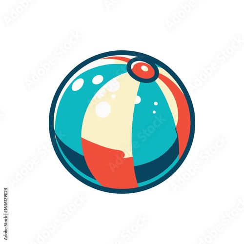 Colorful beach ball floating on a white background, evoking summer fun and leisure activities