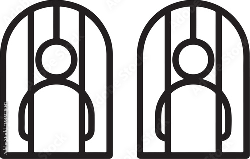  Prisoner Behind Bars Icon Set