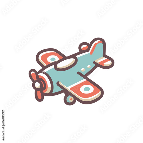 Colorful cartoon airplane flying in a clear sky, showcasing a playful design with vibrant colors