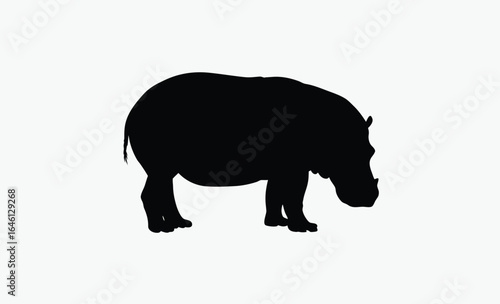 Hippo silhouette, wild animal vector, large mammal icon, Minimalist hippo silhouette vector for print 