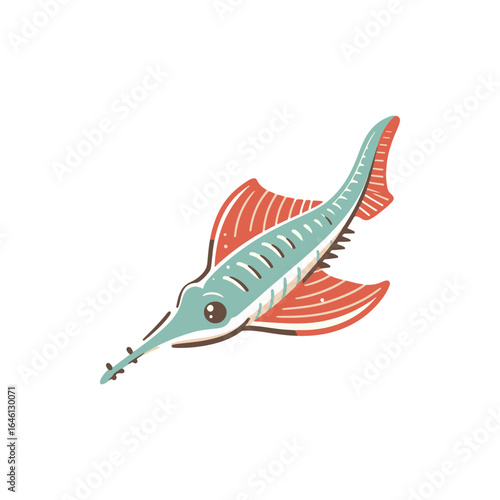 Colorful illustration of a fish swimming gracefully in a serene underwater environment