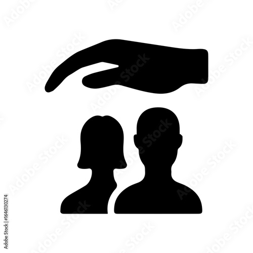 Couple coverage hand glyph icon