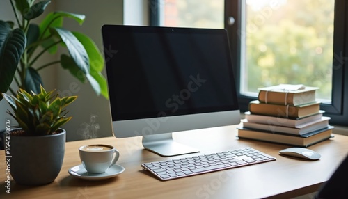 Wallpaper Mural Modern Home Office Desk Setup With Natural Side Light  Generate Ai Torontodigital.ca