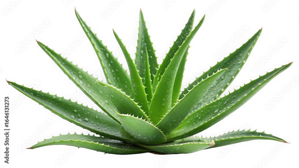 Fototapeta premium Green aloe vera plant isolated on transparent background