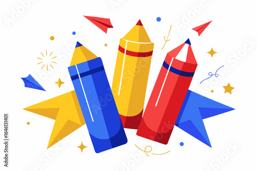 color pencils vector illustration