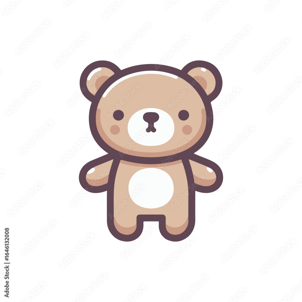 Fototapeta premium Cute cartoon bear character standing upright with a simple background, ideal for children's themes