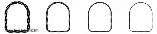 Set of nautical ropes shapes silhouette. Arch rope frames collection. Vector illustration isolated on white.